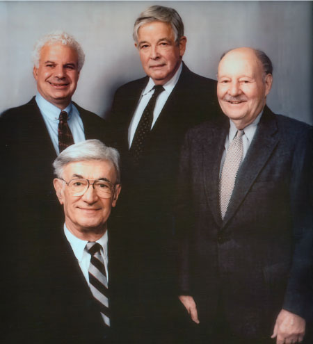 Back left to right: Bruce Goldstein, David M. Satz, Samuel S. Saiber. Front: Norman E. Schlesinger